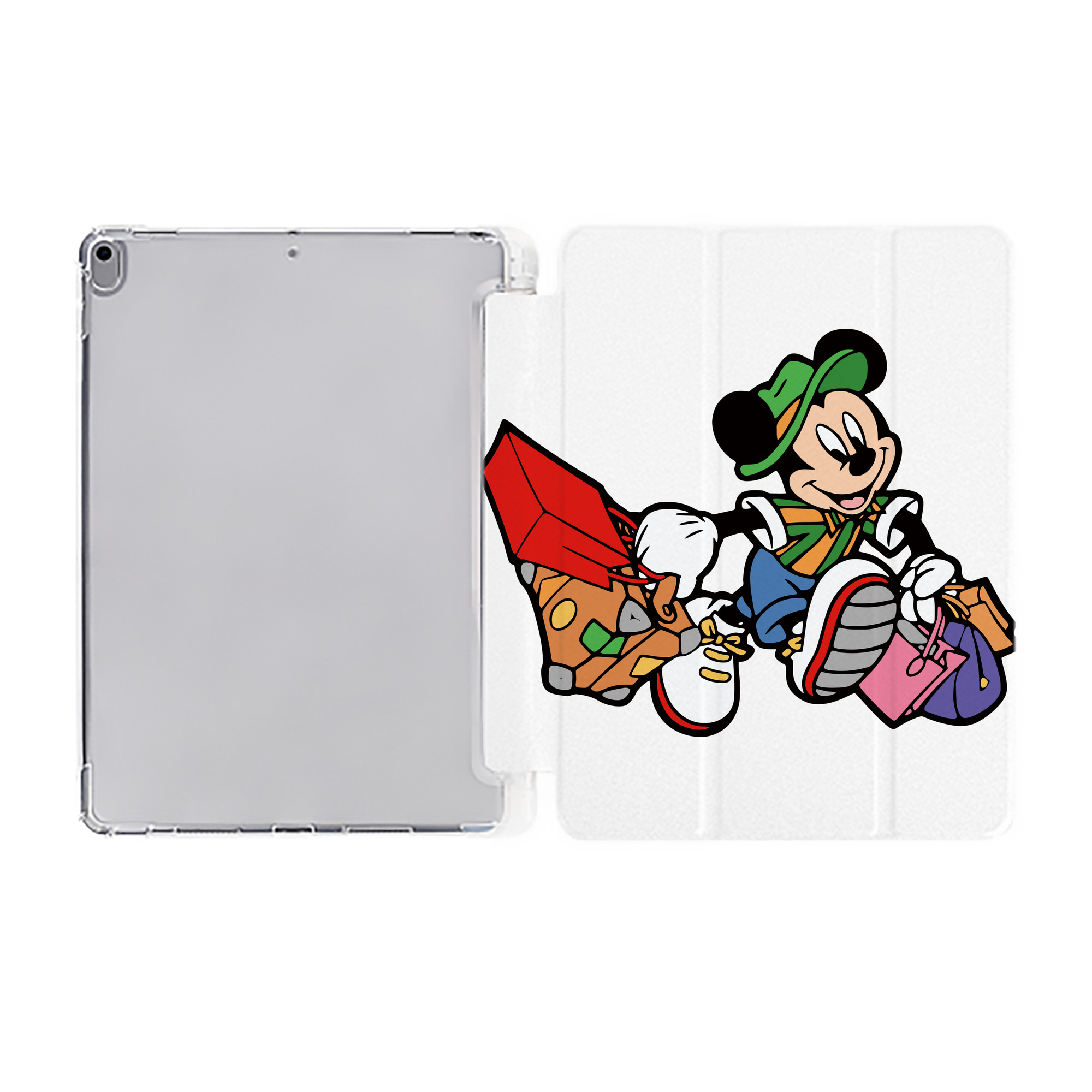 （画像用） ミッキーマウス Mickey Mouse IPad ケース ペン収納付き 三つ折りスタンド PUレザー×シリコン 対応機種9.5/10.5/10.9インチ